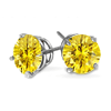 1 Ct Twt Yellow Diamond Stud Earrings in Sterling Silver